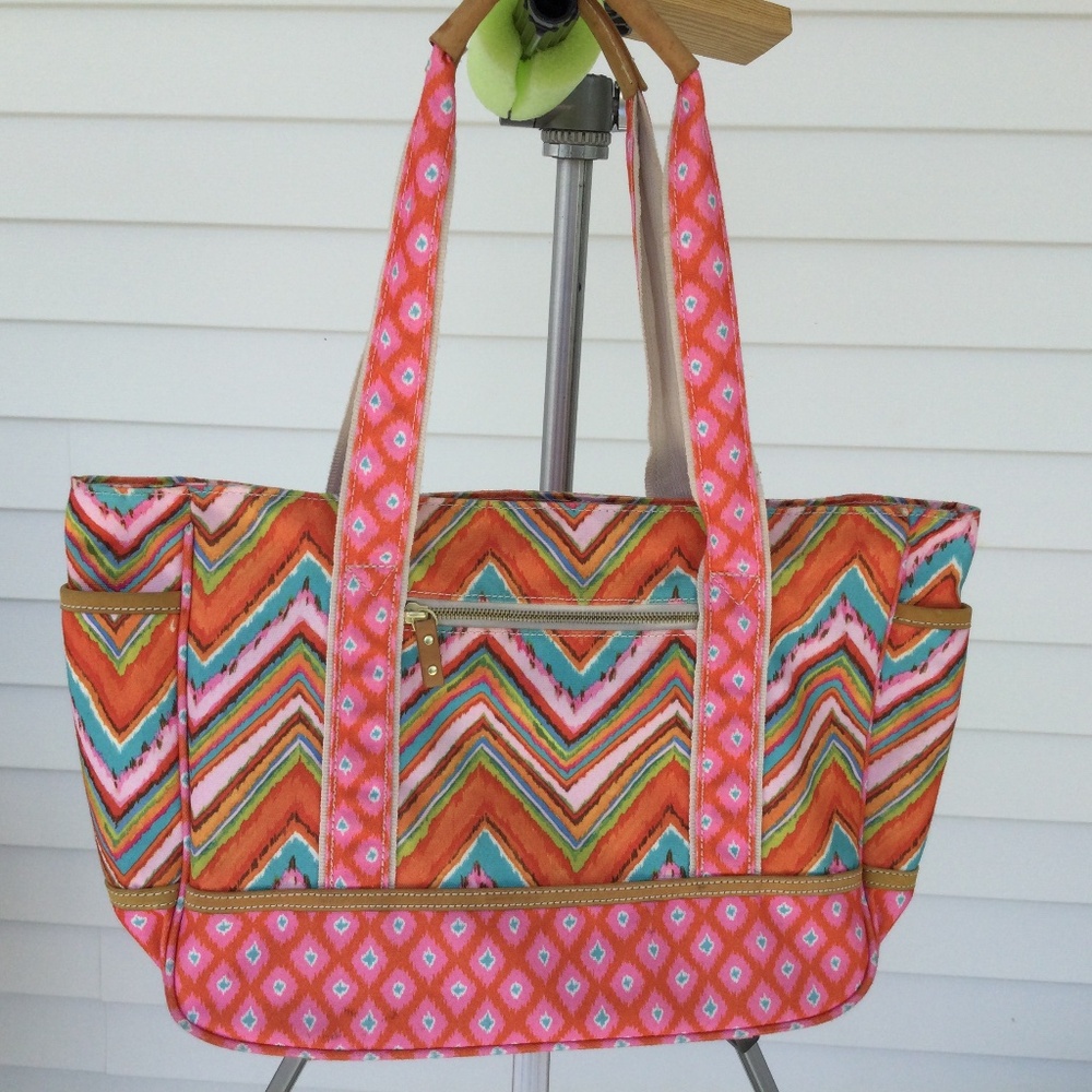 Dena Pink, Peach Chevron Travel or Tote Bag